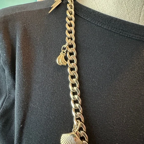 Mixed-metal chunky charm necklace lightning bolts, bananas and shells - Picture 2 of 8